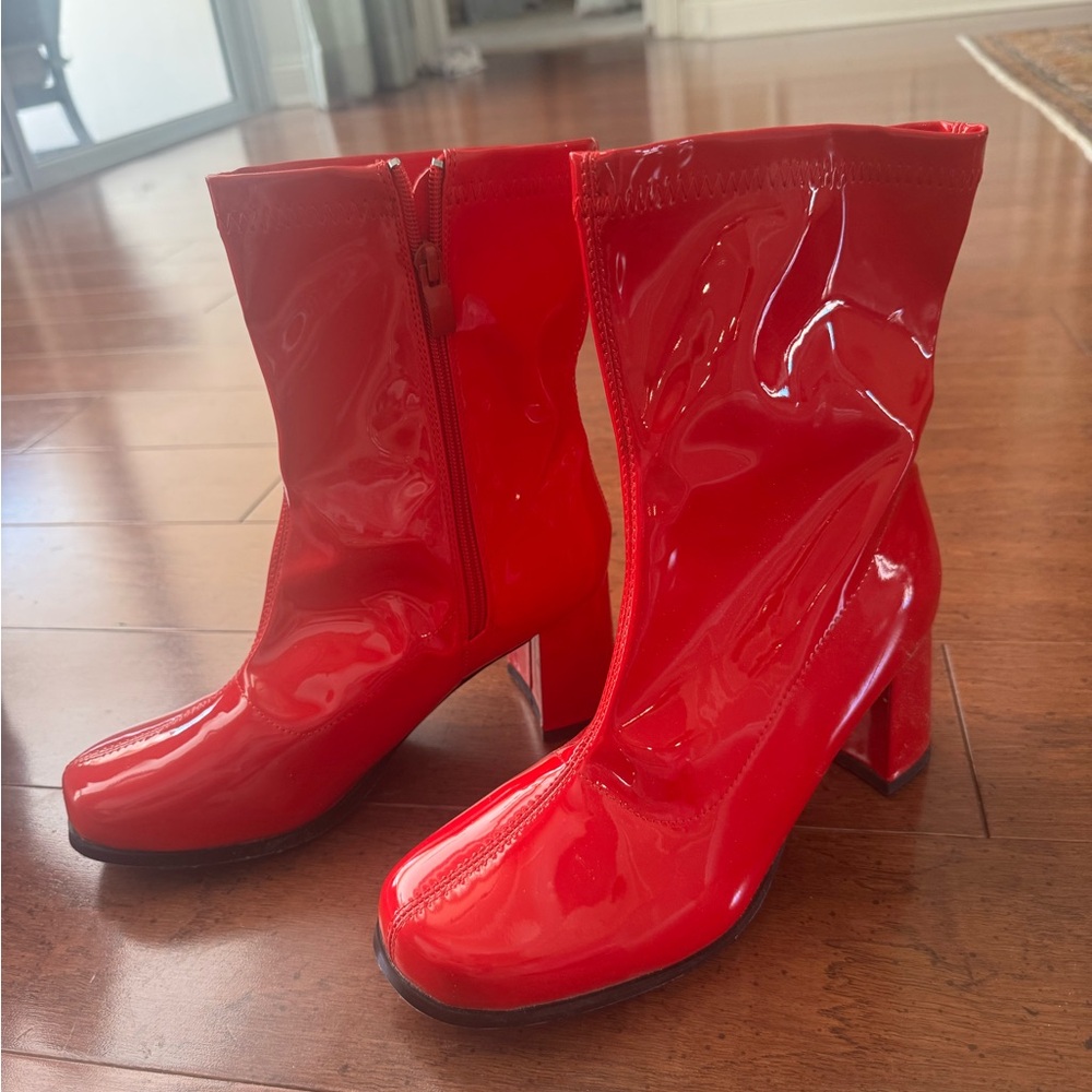 Red Patent Leather Ankle Boots